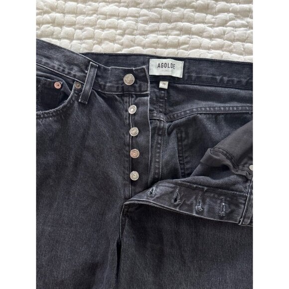 AGOLDE Lana Mid Rise Straight Leg Jeans Black Denim Womens Size 29 - Picture 4 of 16